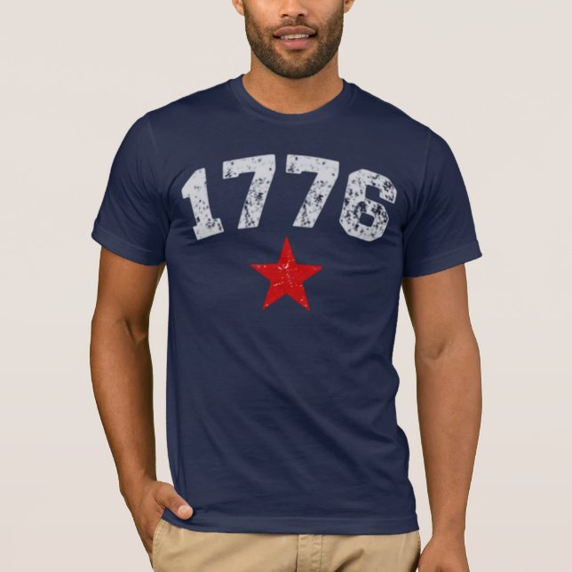 1776 Distressed Star Vintage Patriotisk T Shirt (Framsida)