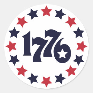 1776 - EN NATIONS FÖDD - Patriotiska fästare Runt Klistermärke