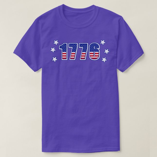 1776 Fjärde juli amerikanska Flagga T Shirt (Design framsida)