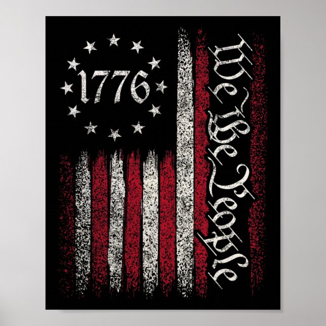 1776 Flagga Konstitution Självständighetsdag Ameri Poster (Framsidan)