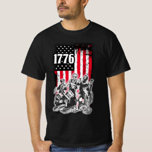 1776 Flagga med en bild av 76 musiker T- T Shirt