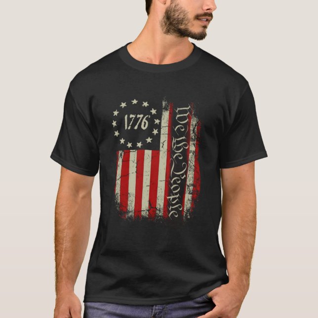 1776 Folkets patriotiska amerikanska konstitution T Shirt (Framsida)