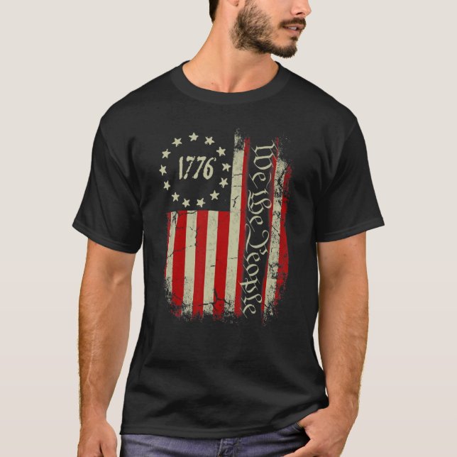 1776 Folkets patriotiska amerikanska konstitution T Shirt (Framsida)