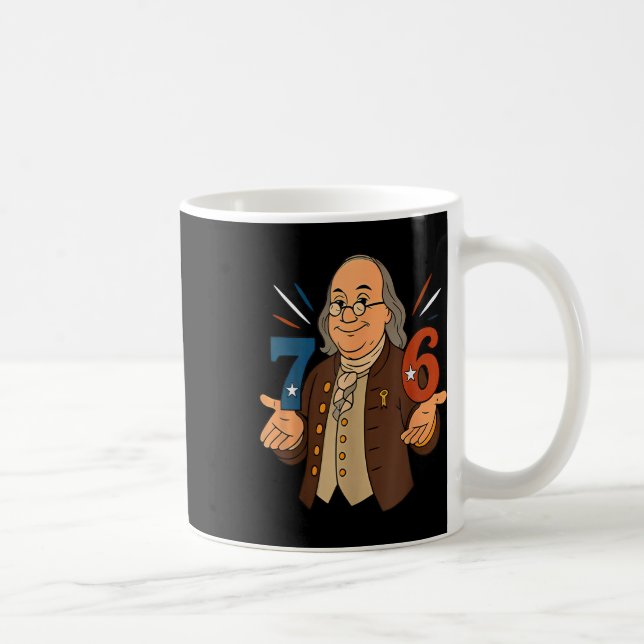 1776 Funny Benjamin Ben Franklin Meme Six Seven 6  Kaffemugg (Höger)