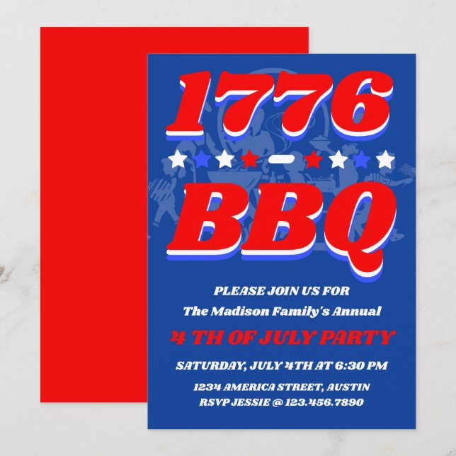 1776 Grillfest | Inbjudan till eldnatt (Fram/baksida)