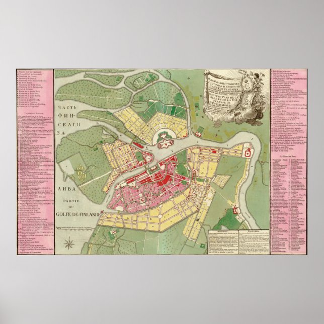 1776 Karta i Sankt Petersburg Poster (Framsidan)