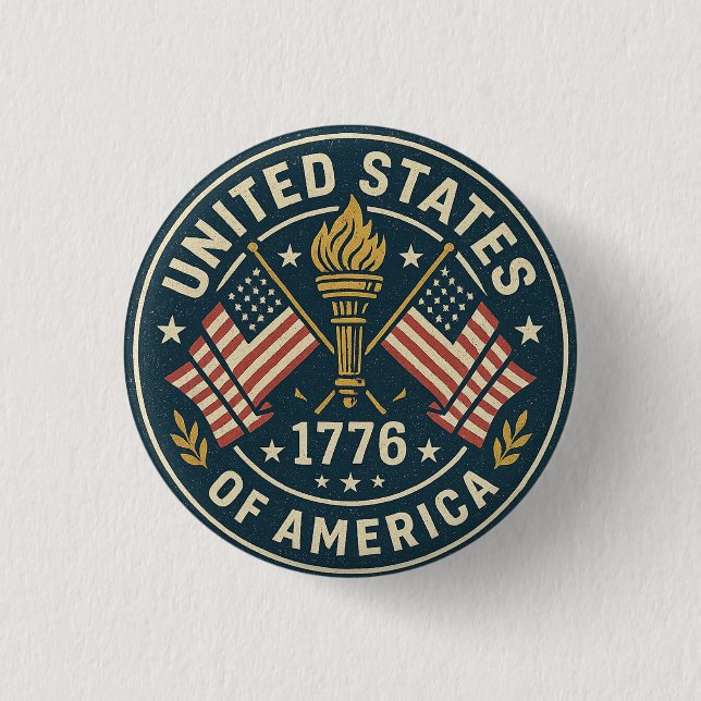 1776 Liberty Torch - Vintage Americana Seal Knapp (Framsida)