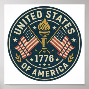 1776 Liberty Torch - Vintage Americana Seal Poster