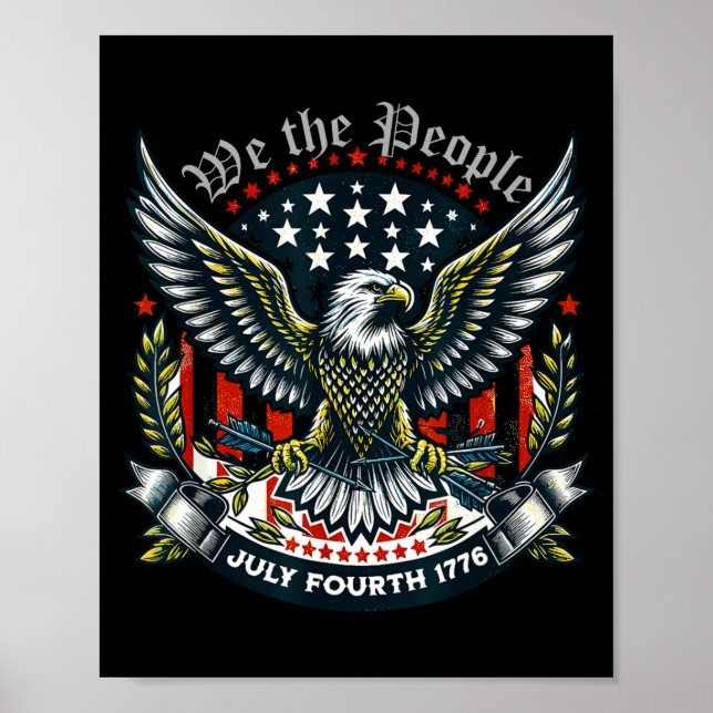 1776 liv frihet strävan efter lycka 4 juli poster (Framsidan)