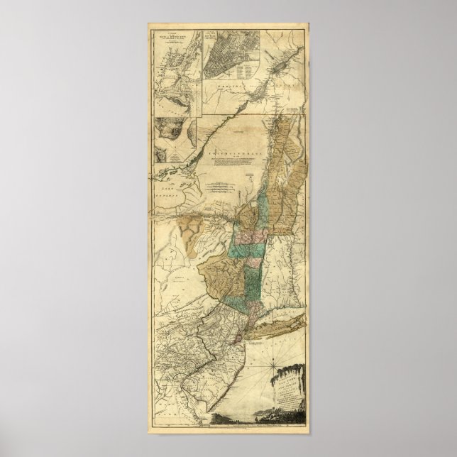 1776 map of New York, New Jersey and Quebec Poster (Framsidan)