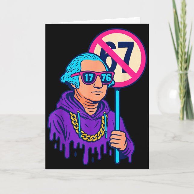 1776 Över 67 Roligt Memo George Washington Drip  Kort (Framsida)