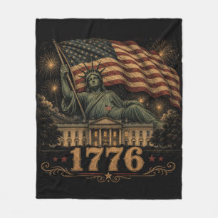 1776 Patriotisk amerikansk flaggstaty Liberty Fleecefilt