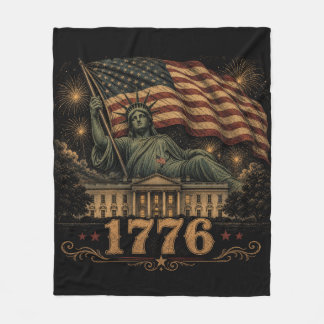 1776 Patriotisk amerikansk flaggstaty Liberty Fleecefilt