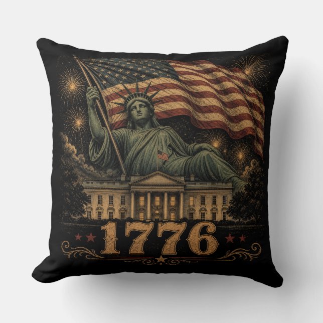 1776 Patriotisk amerikansk flaggstaty Liberty  Kudde (Framsida)