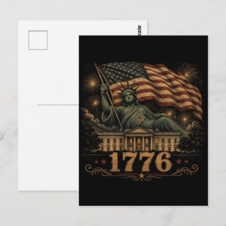 1776 Patriotisk amerikansk flaggstaty Liberty Vykort
