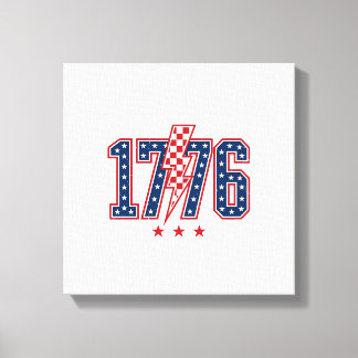 1776 Patriotisk Blixt Vintage Grafisk T-Shirt_ Canvastryck