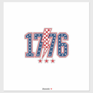 1776 Patriotisk Blixt Vintage Grafisk T-Shirt_ Klistermärken