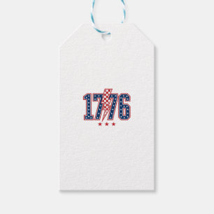 1776 Patriotisk Blixt Vintage Grafisk T-Shirt_ Presentetikett