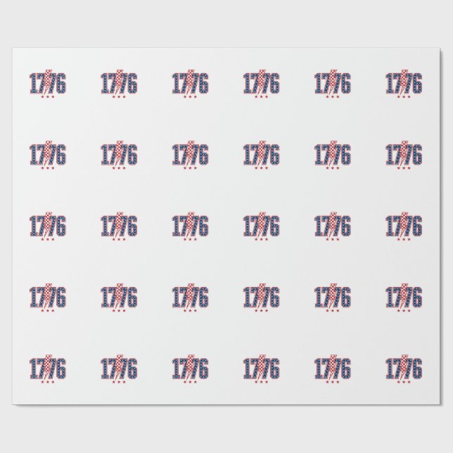 1776 Patriotisk Blixt Vintage Grafisk T-Shirt_ Presentpapper (Platt)
