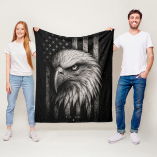 1776 Patriotisk Flagg med Vitfiskande Örn Amerikan Fleecefilt