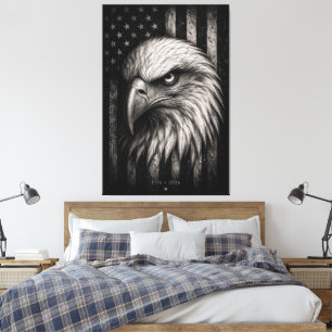 1776 Patriotisk Vitörn Amerikansk Flagga Canvastryck