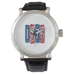 1776 Patriotiska Fyrverkerier Vintage Vektor Desig Armbandsur