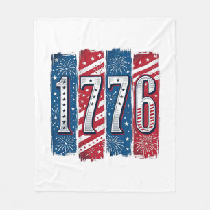 1776 Patriotiska Fyrverkerier Vintage Vektor Desig Fleecefilt