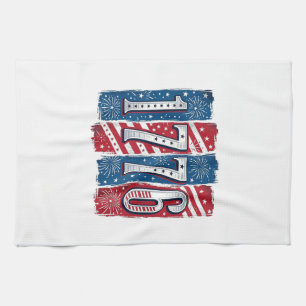 1776 Patriotiska Fyrverkerier Vintage Vektor Desig Kökshandduk
