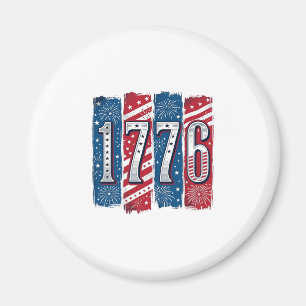 1776 Patriotiska Fyrverkerier Vintage Vektor Desig Magnet
