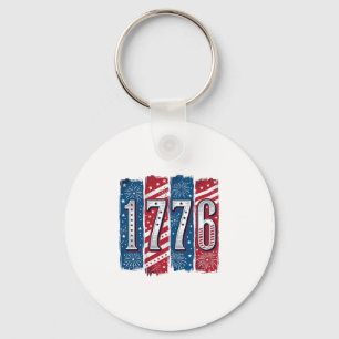 1776 Patriotiska Fyrverkerier Vintage Vektor Desig Nyckelring