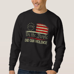 1776 People End Gun Violence Vintage Americ Lång Ärmad Tröja