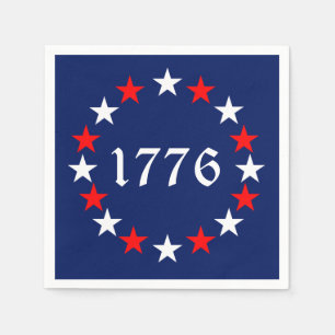 1776 röda vita, blå stjärnor patriotiska, roliga pappersservett