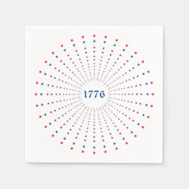 1776 rött vitt blått stjärnor, fyrverkerier patrio pappersservett