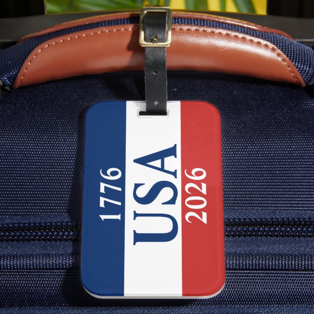 1776 USA 2026 Red White and Blue Patriotic Bagagebricka (Framsida Insitu 2)