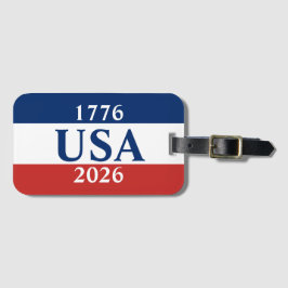 1776 USA 2026 Red White and Blue Patriotic Bagagebricka