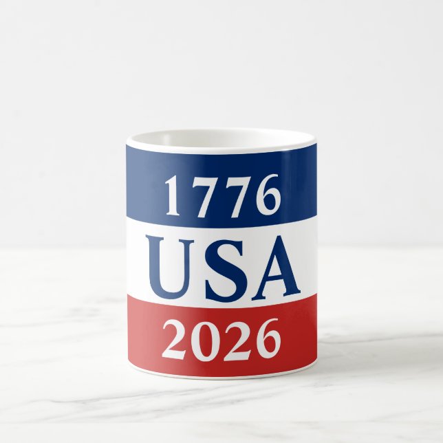 1776 USA 2026 Red White and Blue Patriotic Kaffemugg (Center)