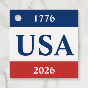1776 USA 2026 Röd Vit och Blå Tack Gåvor Etiketter