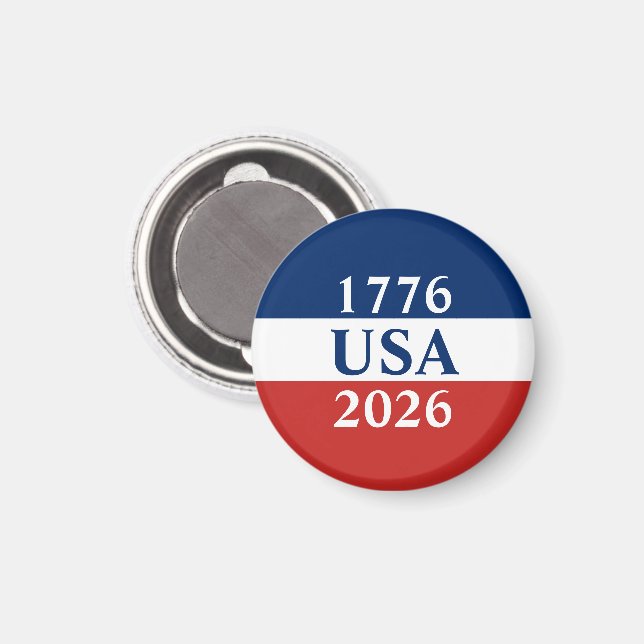 1776 USA 2026 Röda Vita och Blå Patriotiska Magnet (Front/Back)