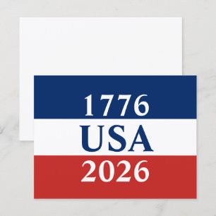 1776 USA 2026 Röda Vita och Blå Patriotiska Vykort