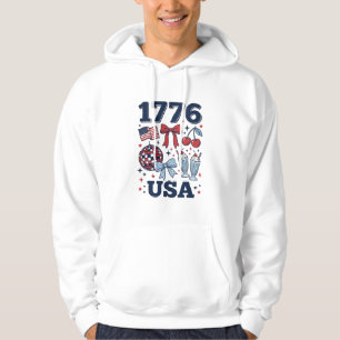 1776 USA Patriotisk Kokett Vektor Design_1 Hoodie