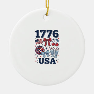 1776 USA Patriotisk Kokett Vektor Design_1 Julgransprydnad Keramik