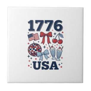 1776 USA Patriotisk Kokett Vektor Design_1 Kakelplatta
