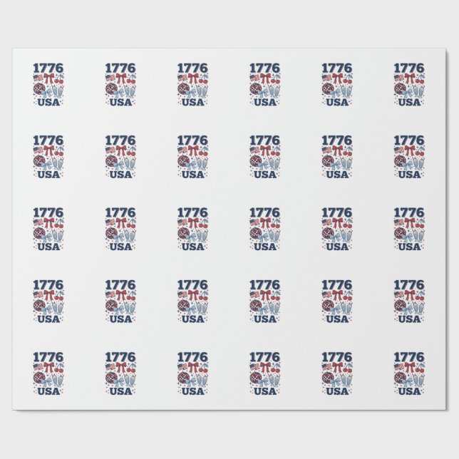 1776 USA Patriotisk Kokett Vektor Design_1 Presentpapper (Platt)