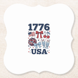 1776 USA Patriotisk Kokett Vektor Design_1 Underlägg Papper