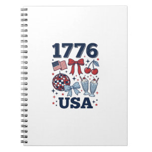 1776 USA Patriotisk Kokett Vektordesign_1 Anteckningsbok