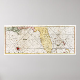 1777 Florida Karta Poster