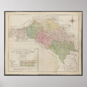 1780 Karta över kungarikena Galicien och Lodomeria Poster