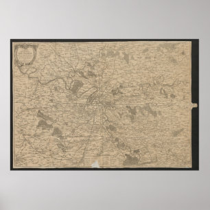 1780 Karta över Paris, Historisk Stadskarta, Antik Poster
