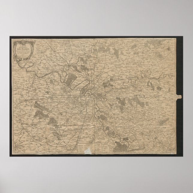 1780 Karta över Paris, Historisk Stadskarta, Antik Poster (Framsidan)