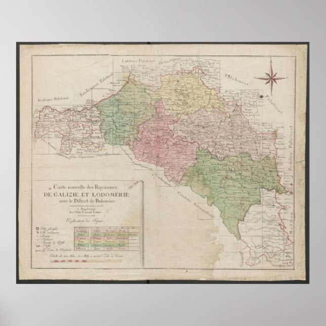1780 Map of the Kingdoms of Galicia and Lodomeria  Poster (Framsidan)